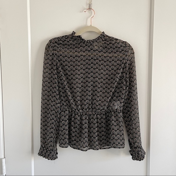 Sezane Tops - Sezane floral peplum blouse button back